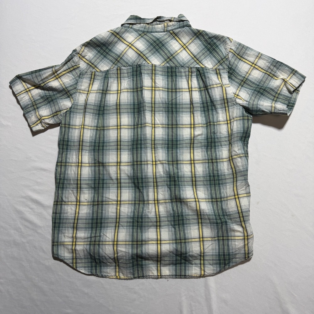 OP Ocean Pacific Mens XL Green Plaid Short Sleeve Button Up Shirt - Picture 10 of 11